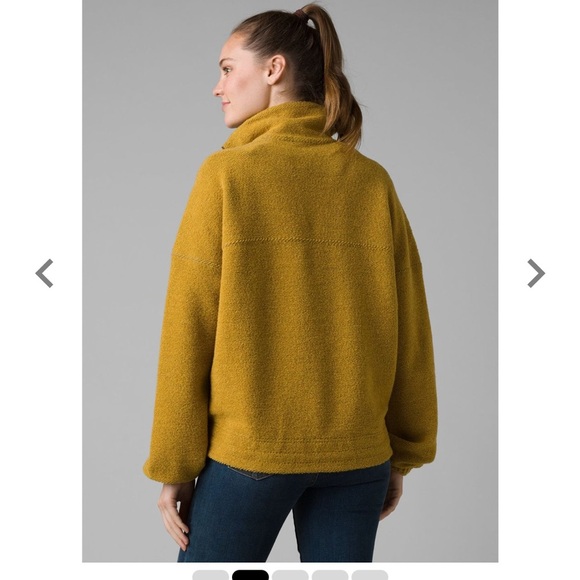 Prana yellow Glen Ivy pullover 1/4 zip quilted center two zip pockets fleece - Picture 2 of 16